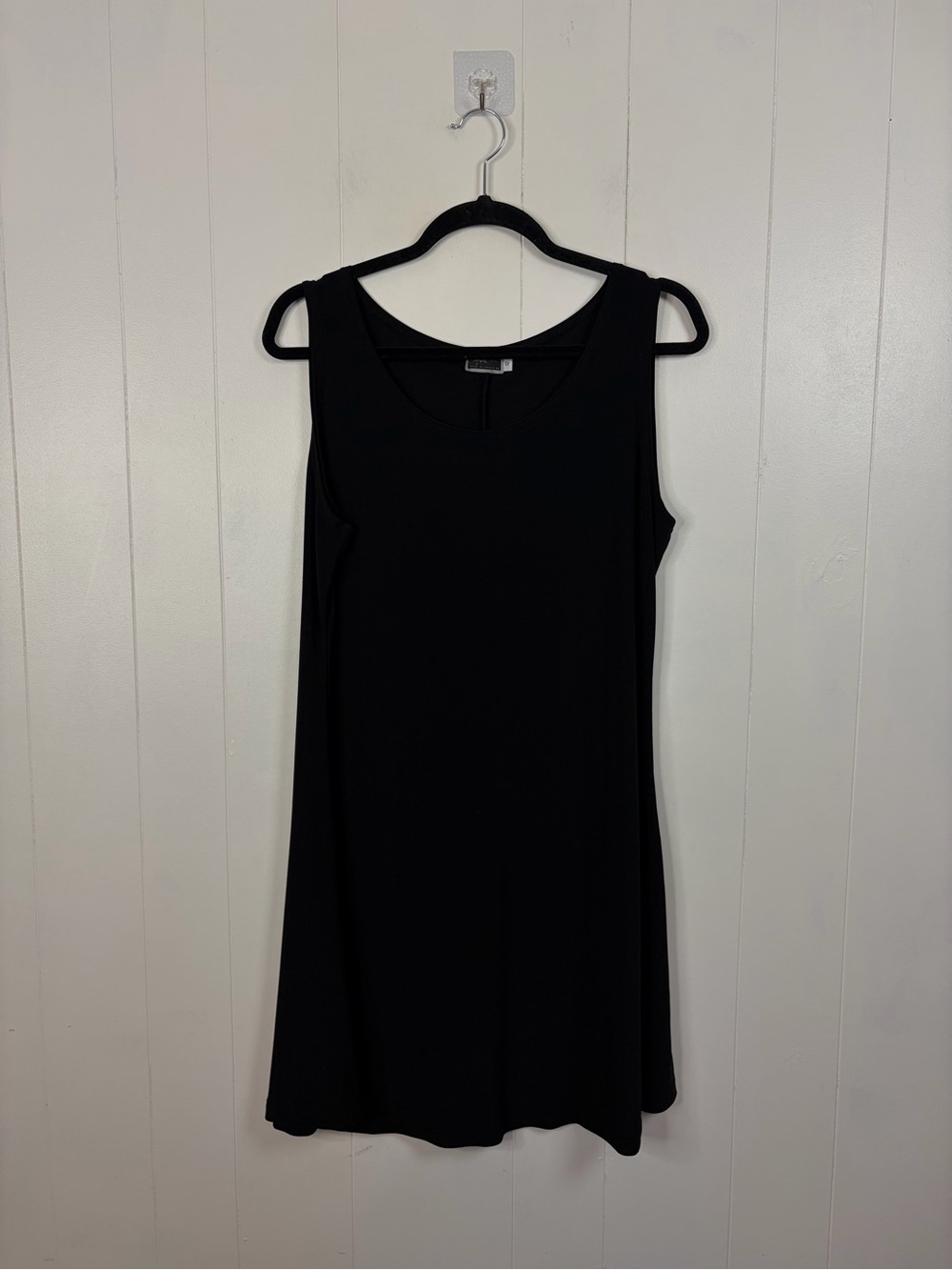 Sympli Black Mini Tank Dress Tunic Slinky Stretchy Sleeveless Minimalist Size 12 - Picture 2 of 8